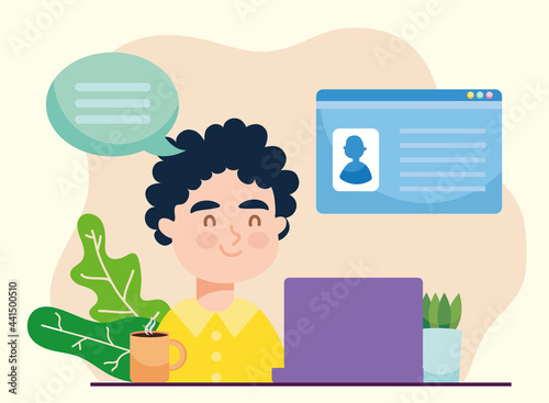 Man with laptop and cv