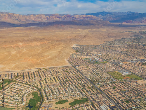 Aerial view of the Las Vegas cityscape and residence area