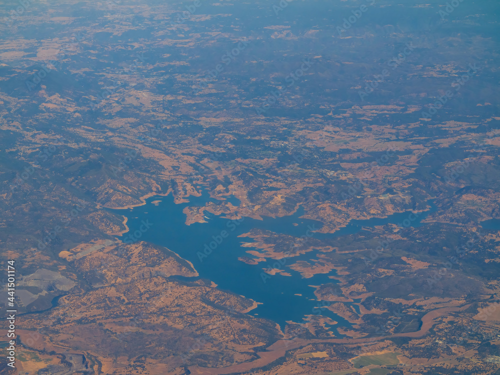 Aerial view of the Don Pedro Reservoir