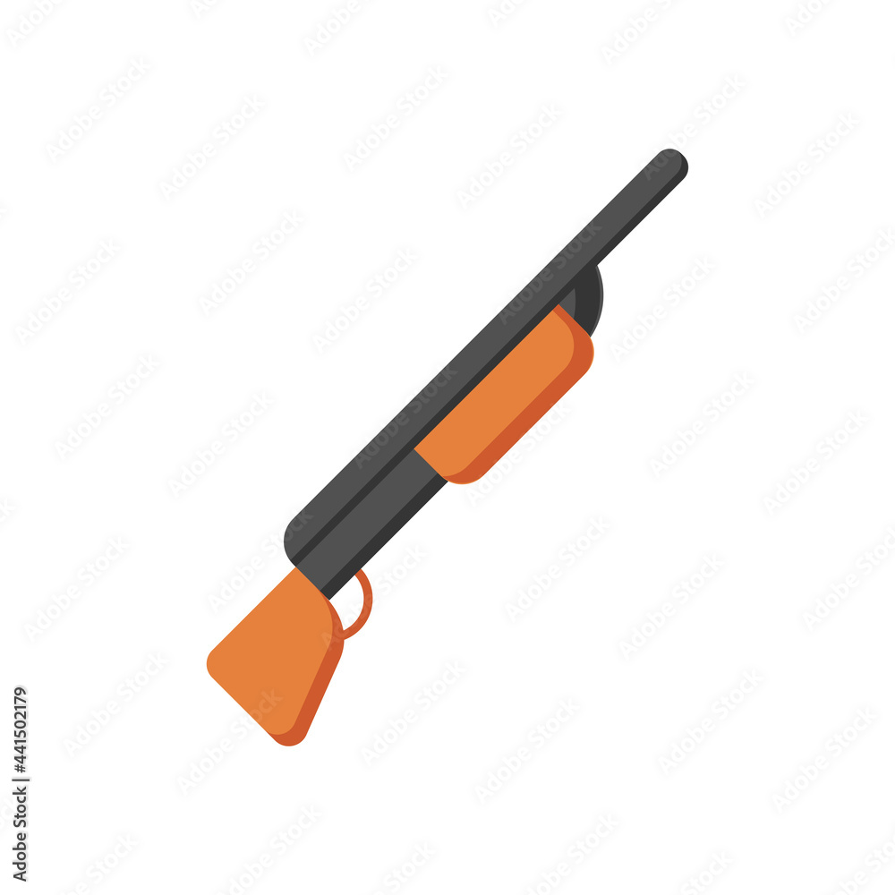 shotgun weapon icon, flat icon vector illustration isolated on white background. for the theme of games, hunting, military and others