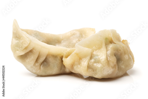 Chinese dumplings on white background 