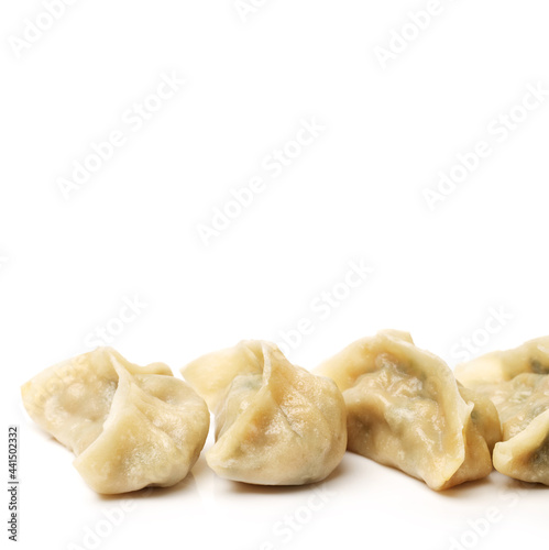 Chinese dumplings on white background 