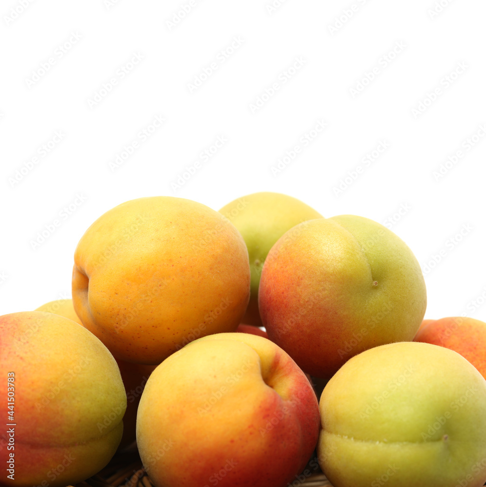 Fresh cut apricot fruits isolated on white background, with clipping path Fresh cut apricot fruits isolated on white background, with clipping path