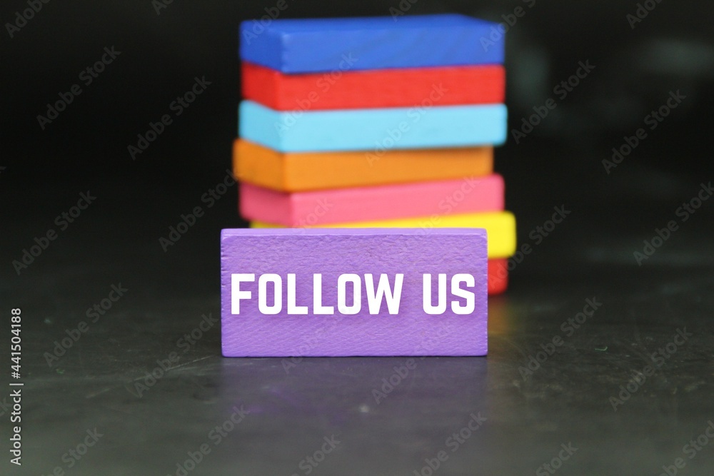 colored blocks and the word follow us Stock Photo Adobe Stock