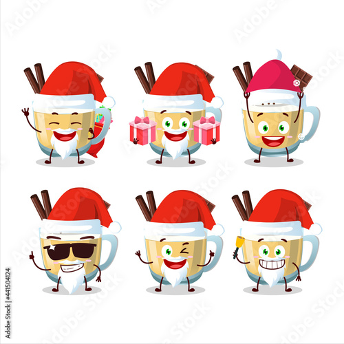 Santa Claus emoticons with eggnog cartoon character