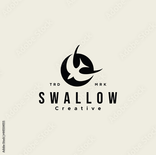 flying bird swallow silhouette logo design vector illustration template icon emblem