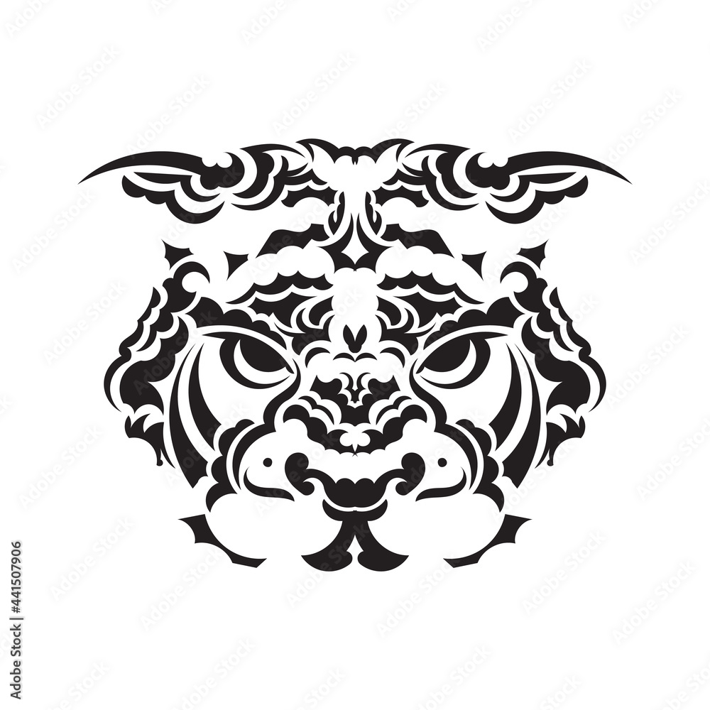 Isolated muzzle the tiger. Black and white vector. Isolated muzzle the tiger. Black and white vector.