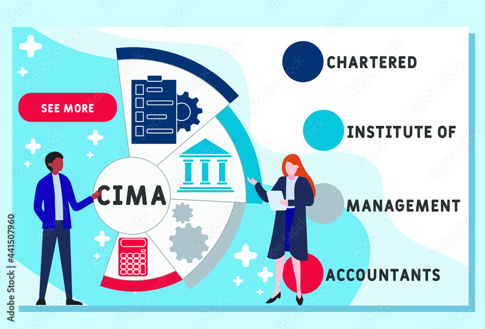 Vector website design template . CIMA - Chartered Institute of Management Accountants  acronym. business concept. illustration for website banner, marketing materials, business presentation, online ad