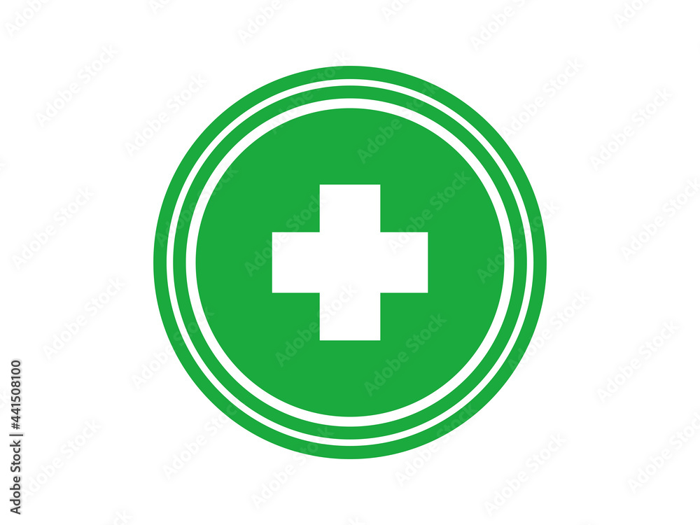 Medical cross in green circle icon. Hospital road sign. Green pharmacy - stock vector Medical cross in green circle icon. Hospital road sign. Green pharmacy - stock vector