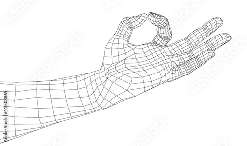 Hand OK sign. Vector