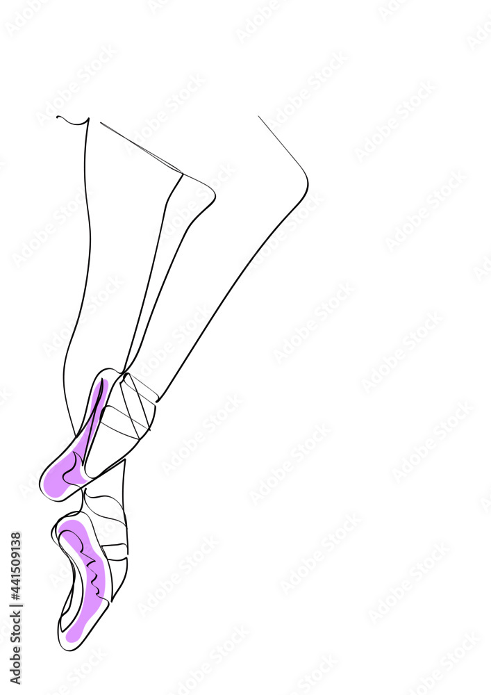 Ballet Pointe shoes continuous line drawing, Minimalism vector