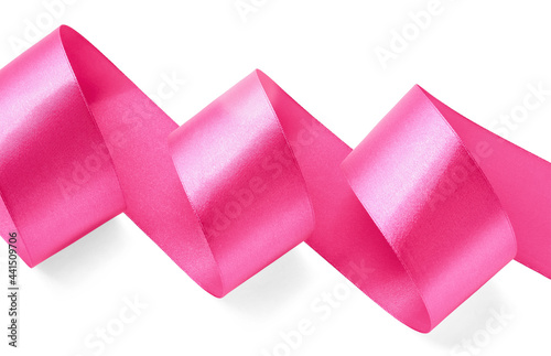 Bright pink satin ribbon wa...