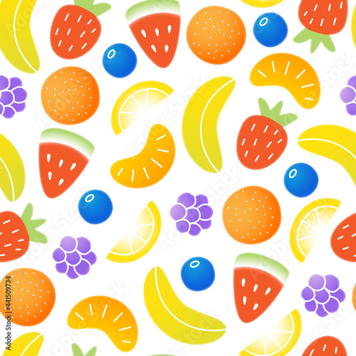 Fototapeta Naklejka Na Ścianę i Meble -  Seamless pattern with different fruit sweets and lollipops Candies illustration