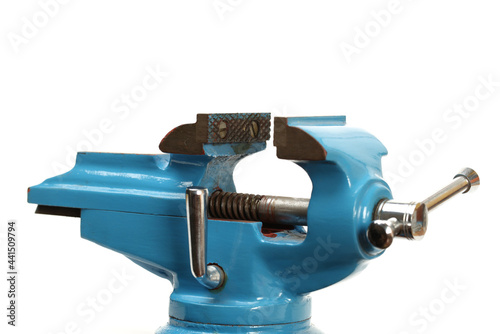 Table vise clamp on white background 