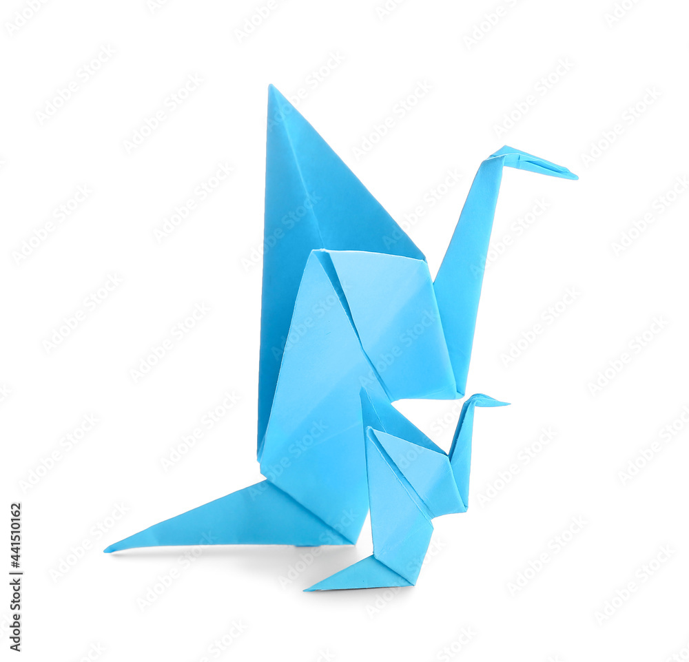 Origami birds on white background. Concept of uniqueness Origami birds on white background. Concept of uniqueness
