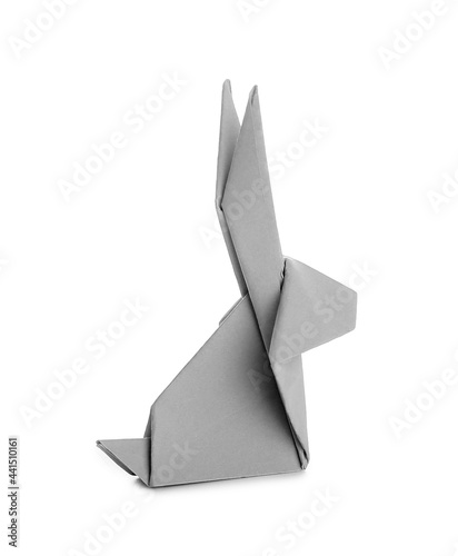 Origami rabbit on white background