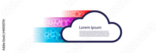 Cloud with colored stripes, for storing information. Stylish icon on a light background. Infographics. 