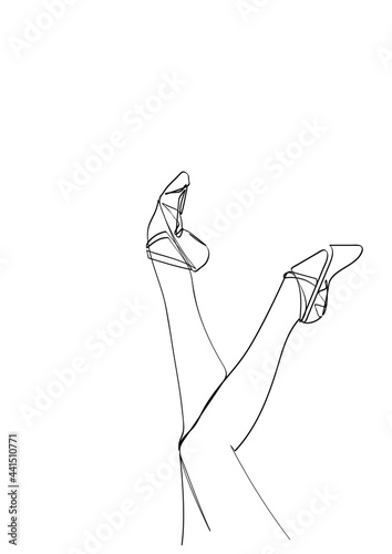 Ballet Pointe shoes continuous line drawing, Minimalism vector illustration.