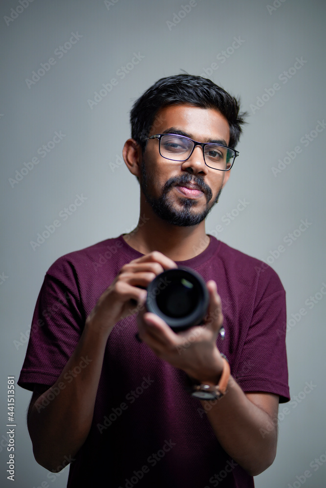 Photographer With Camera on white background. Photographer With Camera on white background.