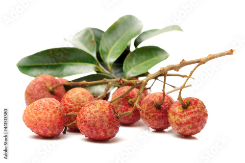 Fresh lychee (Litchi chinensis) isolated on white background photo