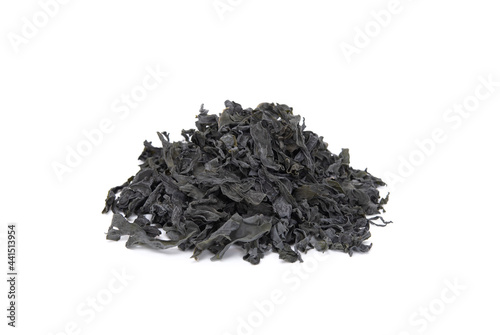 Dried seaweed wakame isolated on white background. Japanese food