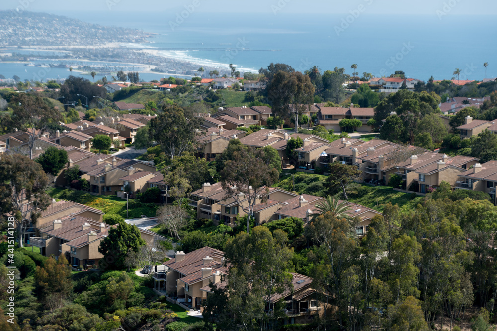 Aerial views of neighborhoods near La Jolla