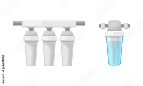 Water Filter or Water Purifier for Making Liquid Accessible for Drinking Vector Set