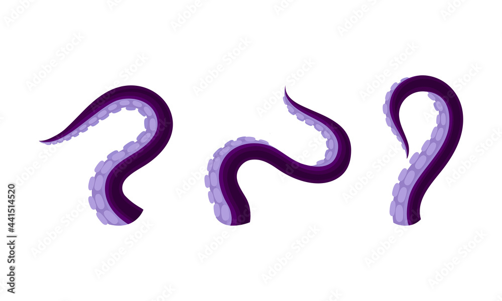 Fototapeta premium Octopus Tentacles or Limbs Wiggling and Snaking Vector Set