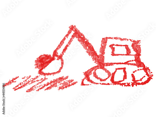 こどもが描いたようなショベルカーのクレヨン画