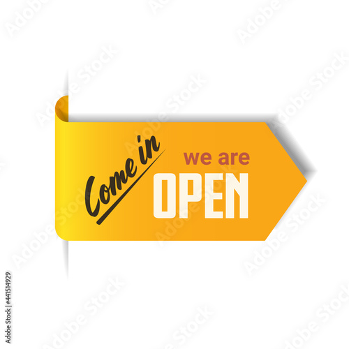 come in we are open sticker coronavirus quarantine is over advertising campaign concept