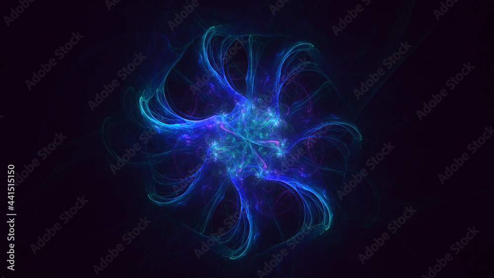 3D rendering abstract multicolor fractal light background