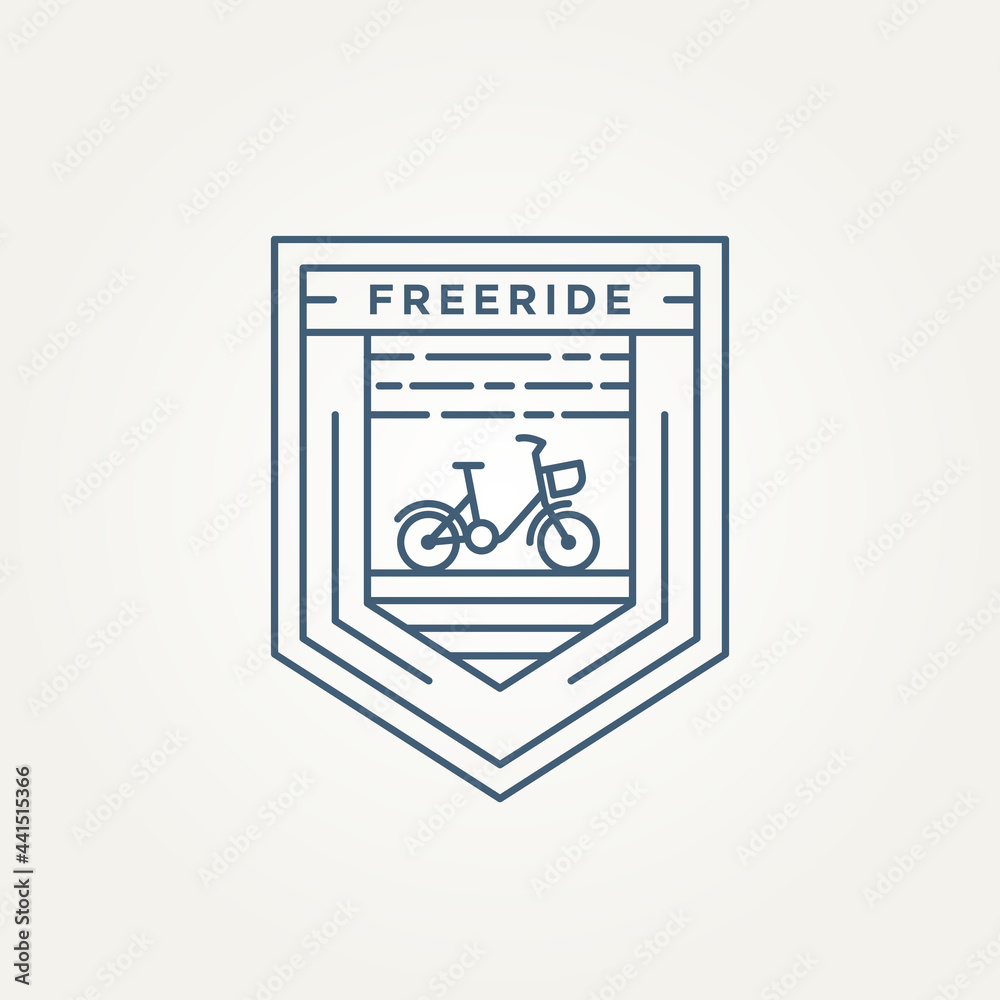 free ride bicycle minimalist line art badge icon logo template vector illustration design. simple modern vacation, holiday, travel emblem logo concept free ride bicycle minimalist line art badge icon logo template vector illustration design. simple modern vacation, holiday, travel emblem logo concept