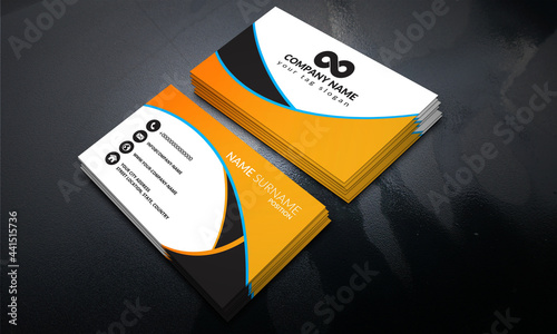 orange and black color smart modern business card design templet