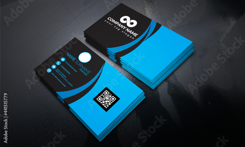 blue and black color smart modern business card design templet