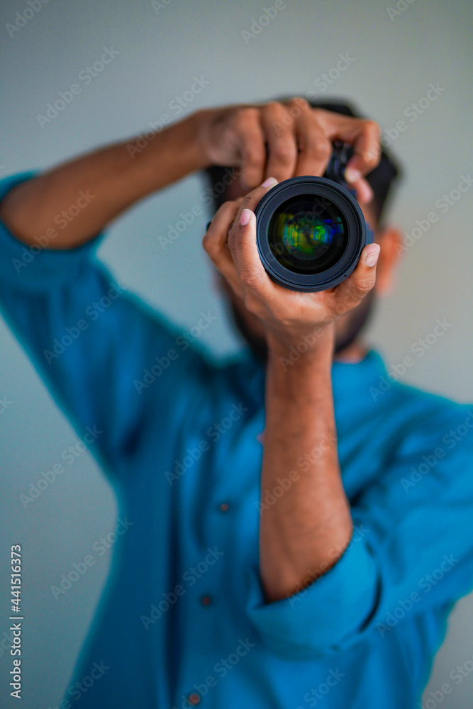 Photographer With Camera on white background. Photographer With Camera on white background.