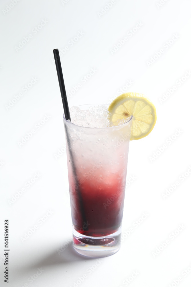 ice cold chilled fresh ribena grape lemon fruit honey drink in glass and yellow straw beverage menu in white background ice cold chilled fresh ribena grape lemon fruit honey drink in glass and yellow straw beverage menu in white background