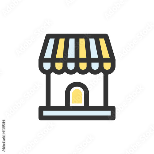 Shop , Online Shopping filled outline icon.