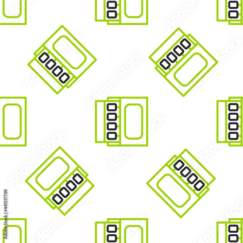 Line Open matchbox and matches icon isolated seamless pattern on white background. Vector