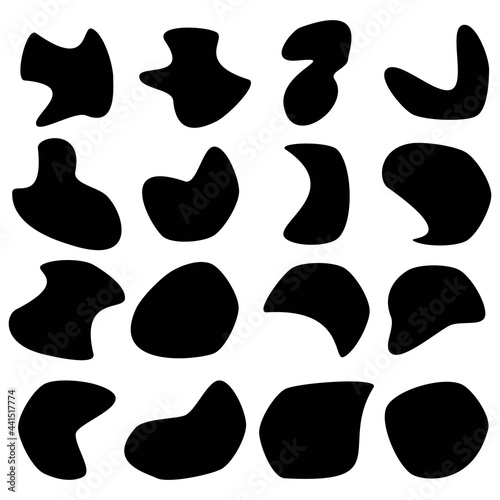 Blob shapes vector set. Random blotch, inkblot, stone silhouette, Ink stain. Organic abstract simple fluid splodge elemets. isolated on white background. vector illustration