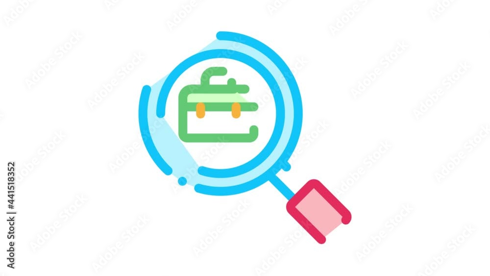 Suitcase In Magnifier Glass Job Hunting animated icon on white background