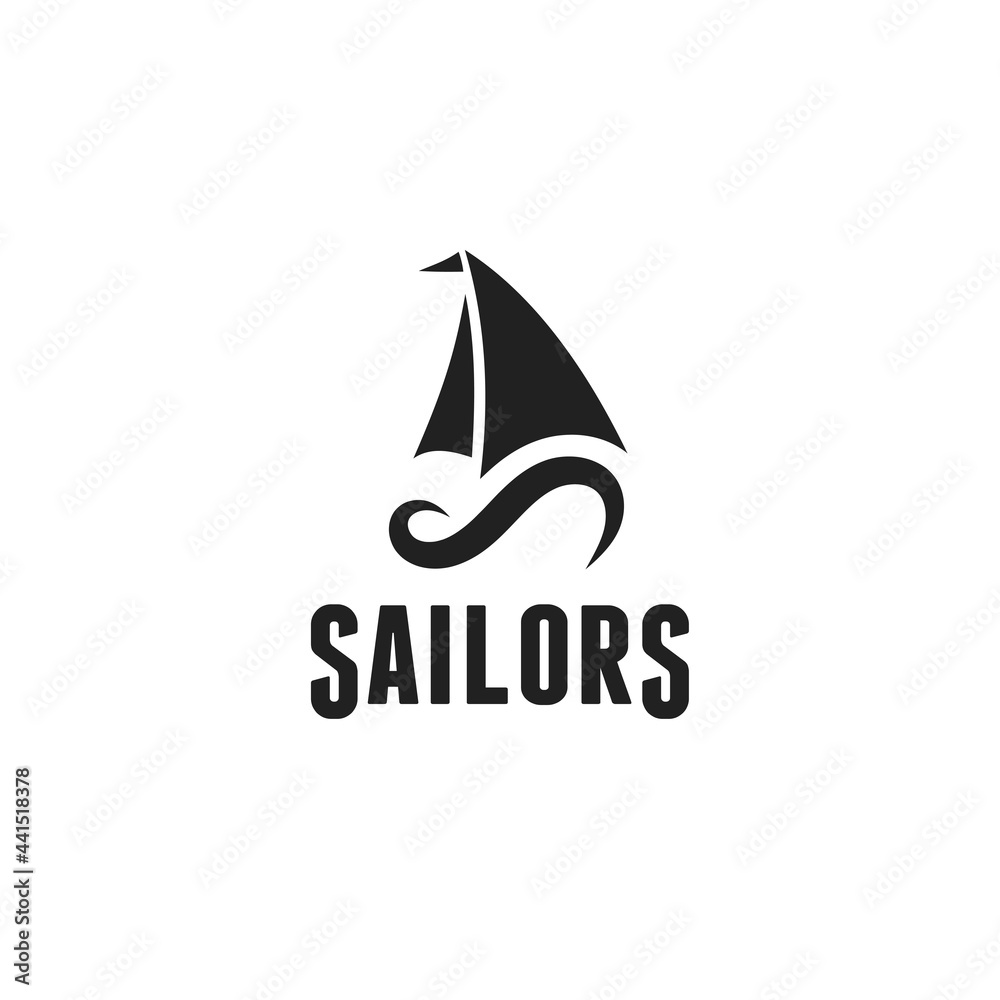 Silhouette of Dhow logo design, Traditional Sailboat Silhouette of Dhow logo design, Traditional Sailboat