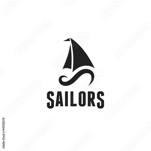 Silhouette of Dhow logo design, Traditional Sailboat