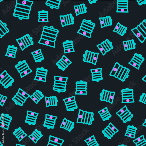 Line Slow cooker icon isolated seamless pattern on black background. Electric pan. Vector