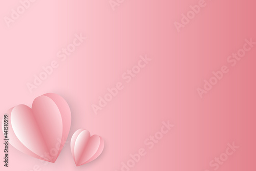 3D Paper elements in shape of heart on pink background.