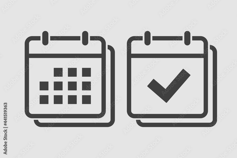 Set icons page calendar - schedule and done Set icons page calendar - schedule and done
