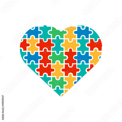 Autism puzzle icon design template vector isolated