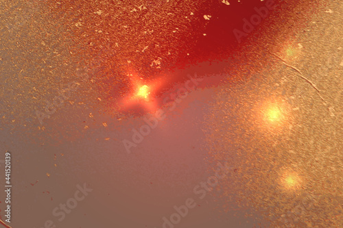 Shining red and grey marble pattern with golden dust. Abstract vector background in alcohol ink technique. Modern paint with glitter. Template for banner, poster design. Fluid art painting