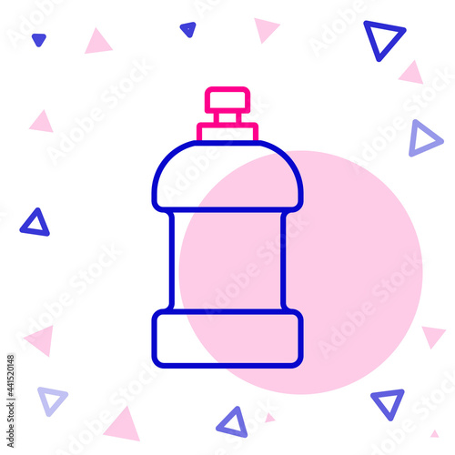 Line Plastic bottle for laundry detergent, bleach, dishwashing liquid or another cleaning agent icon isolated on white background. Colorful outline concept. Vector