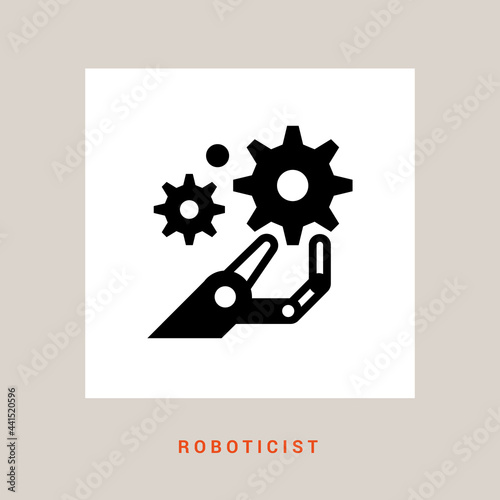 Robot assistant, mechanic, inventor, technician. A linear robot icon.