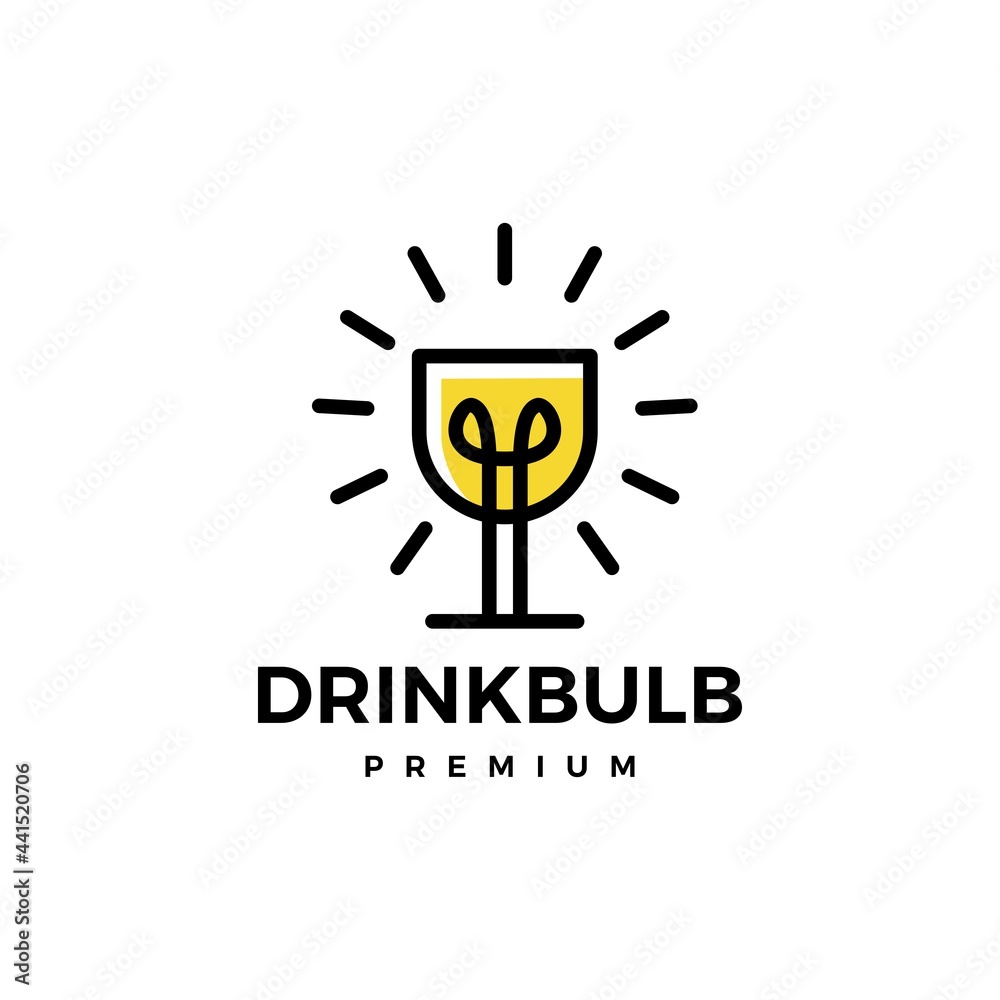 Naklejka premium glass drink bulb idea smart logo vector icon illustration